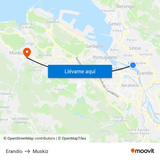 Erandio to Muskiz map