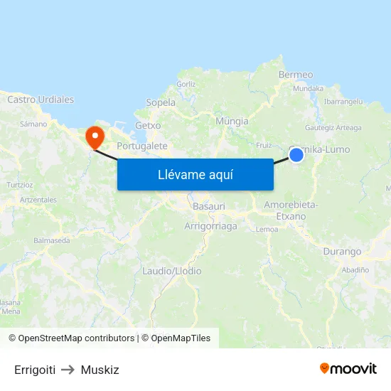 Errigoiti to Muskiz map