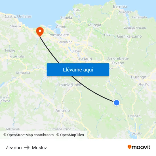 Zeanuri to Muskiz map