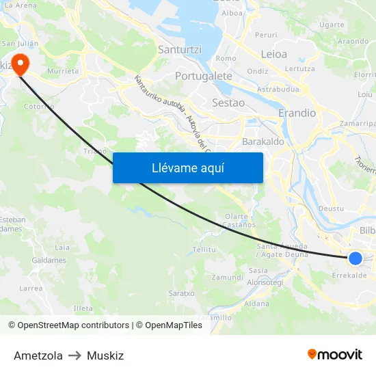 Ametzola to Muskiz map