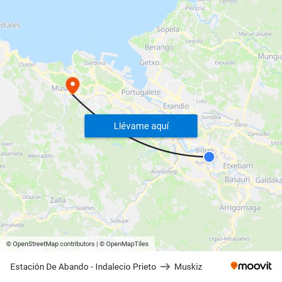 Estación De Abando - Indalecio Prieto to Muskiz map