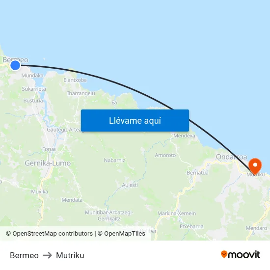 Bermeo to Mutriku map