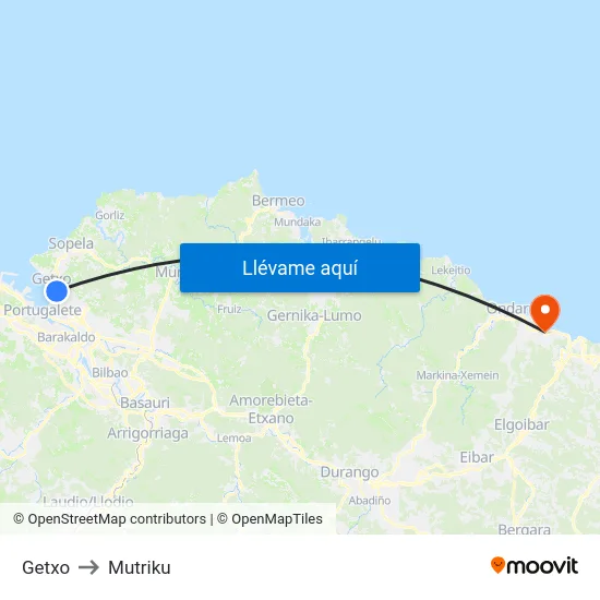 Getxo to Mutriku map