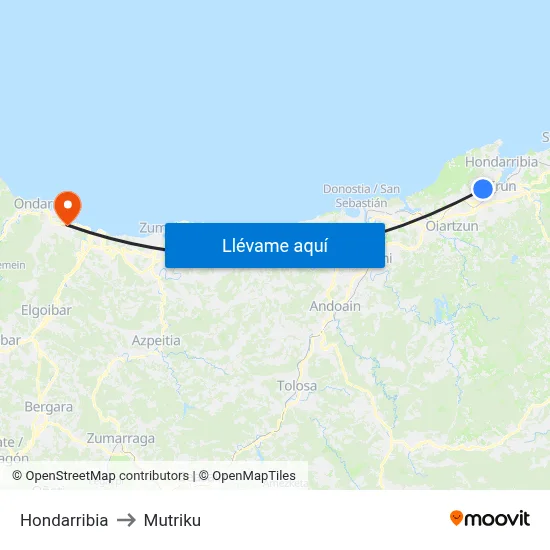 Hondarribia to Mutriku map