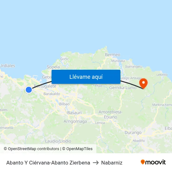Abanto Y Ciérvana-Abanto Zierbena to Nabarniz map
