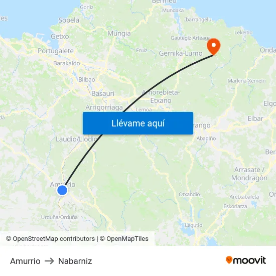 Amurrio to Nabarniz map
