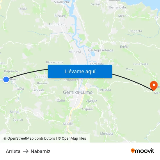 Arrieta to Nabarniz map