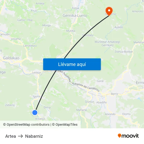 Artea to Nabarniz map