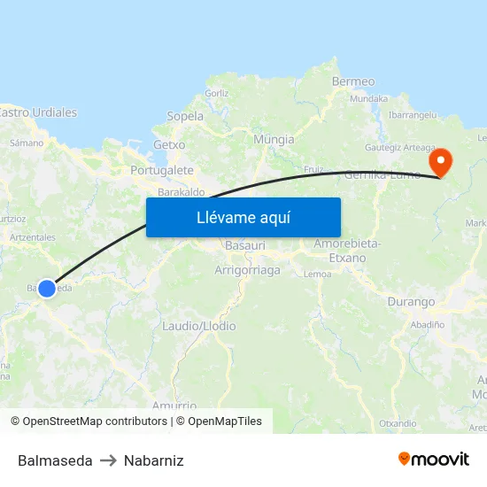 Balmaseda to Nabarniz map