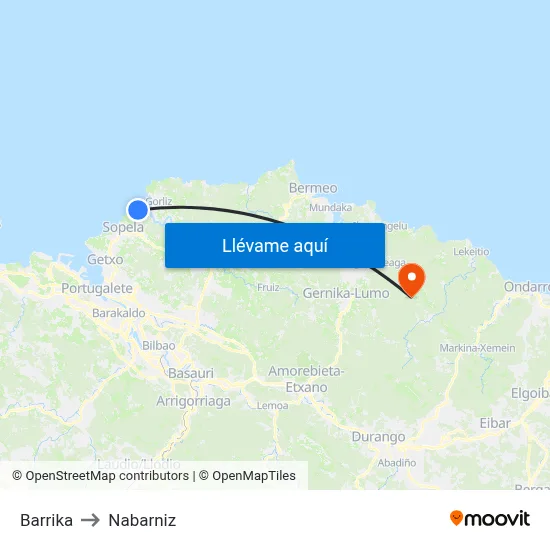 Barrika to Nabarniz map
