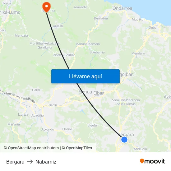 Bergara to Nabarniz map