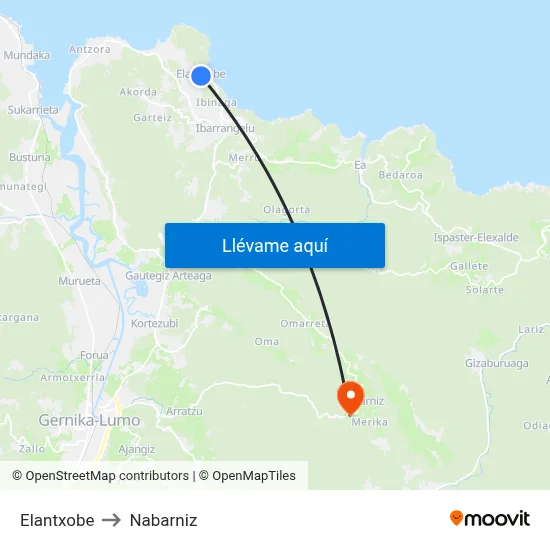 Elantxobe to Nabarniz map