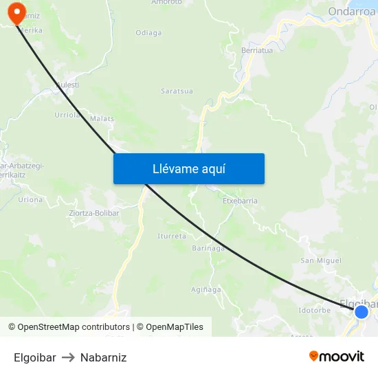 Elgoibar to Nabarniz map