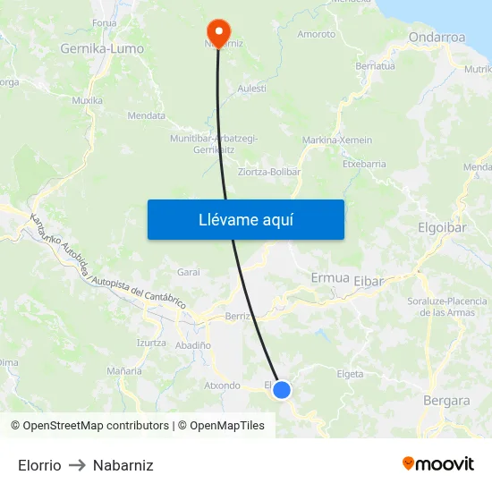 Elorrio to Nabarniz map