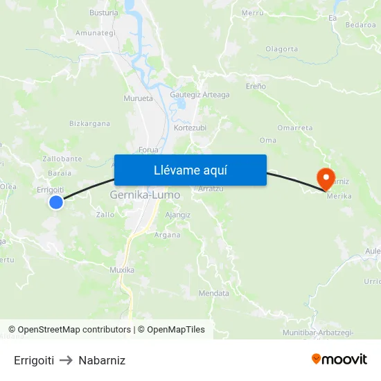 Errigoiti to Nabarniz map