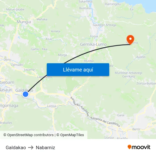 Galdakao to Nabarniz map