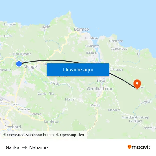 Gatika to Nabarniz map
