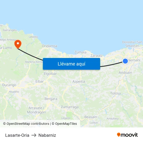 Lasarte-Oria to Nabarniz map