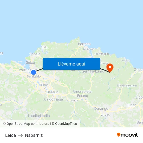 Leioa to Nabarniz map