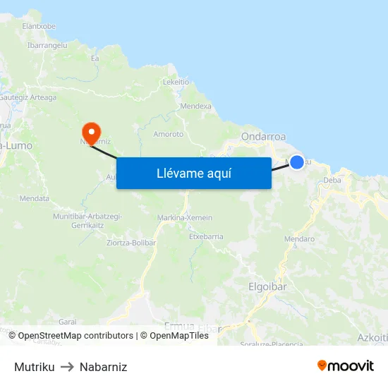 Mutriku to Nabarniz map