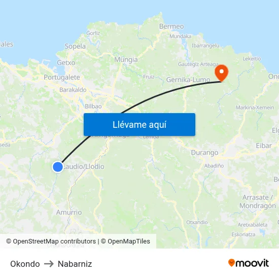 Okondo to Nabarniz map