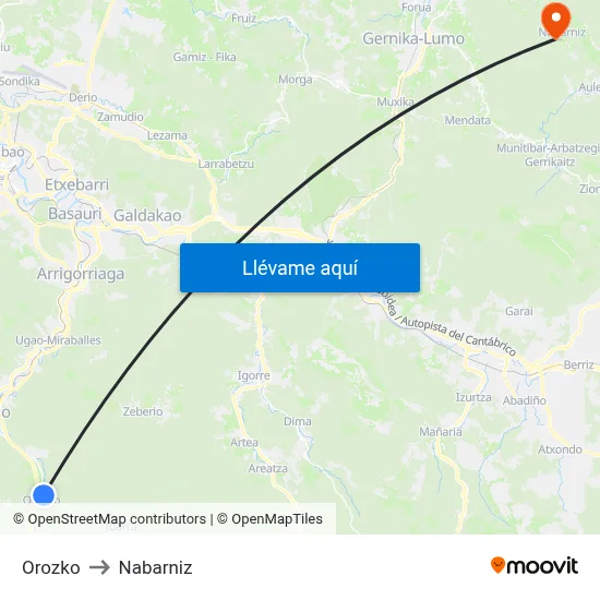 Orozko to Nabarniz map