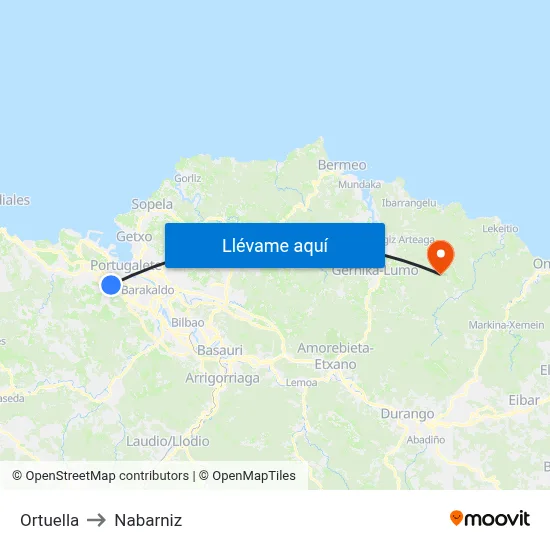 Ortuella to Nabarniz map