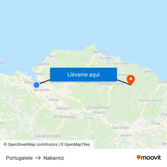 Portugalete to Nabarniz map