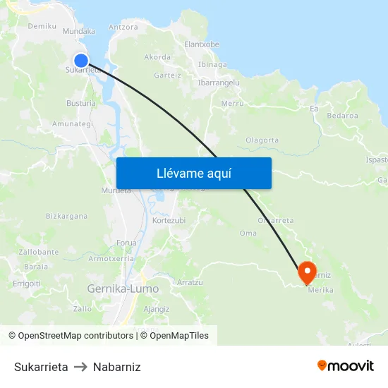 Sukarrieta to Nabarniz map