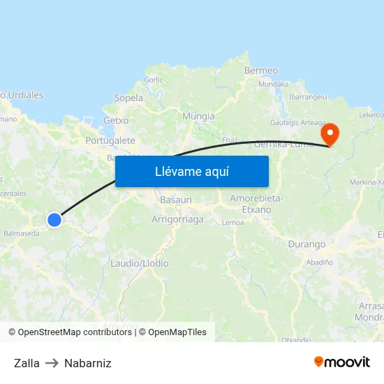 Zalla to Nabarniz map