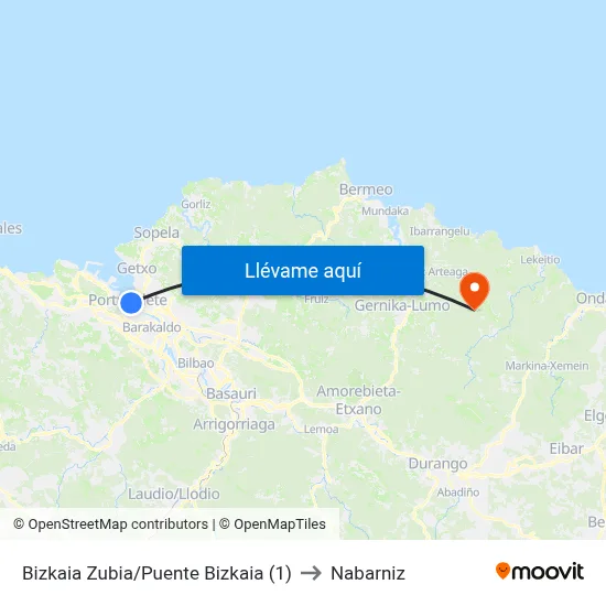 Bizkaia Zubia/Puente Bizkaia (1) to Nabarniz map