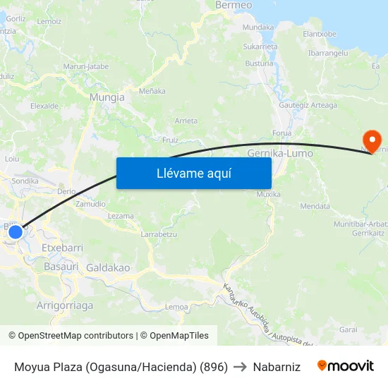 Moyua Plaza (Ogasuna/Hacienda) (896) to Nabarniz map