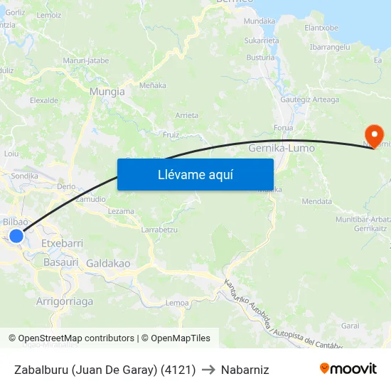 Zabalburu (Juan De Garay) (4121) to Nabarniz map