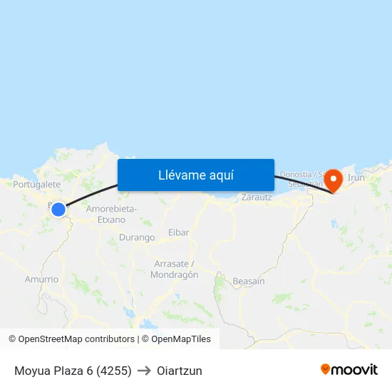 Moyua Plaza 6 (4255) to Oiartzun map