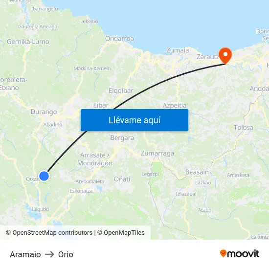 Aramaio to Orio map