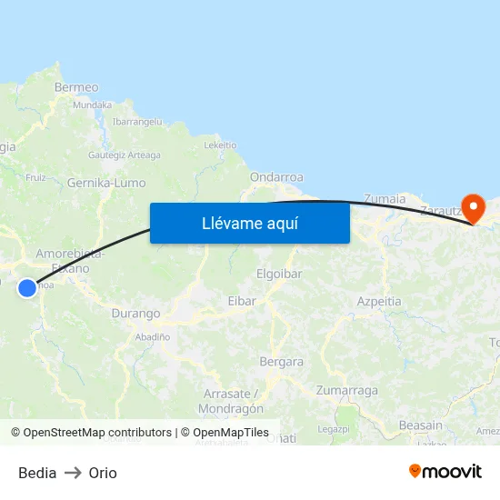 Bedia to Orio map