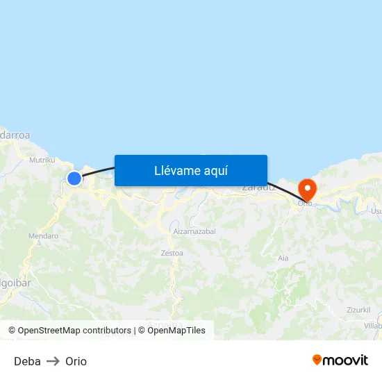 Deba to Orio map