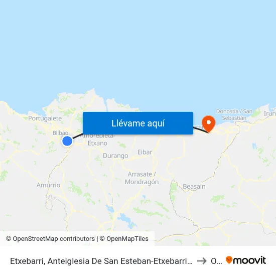 Etxebarri, Anteiglesia De San Esteban-Etxebarri Doneztebeko Elizatea to Orio map