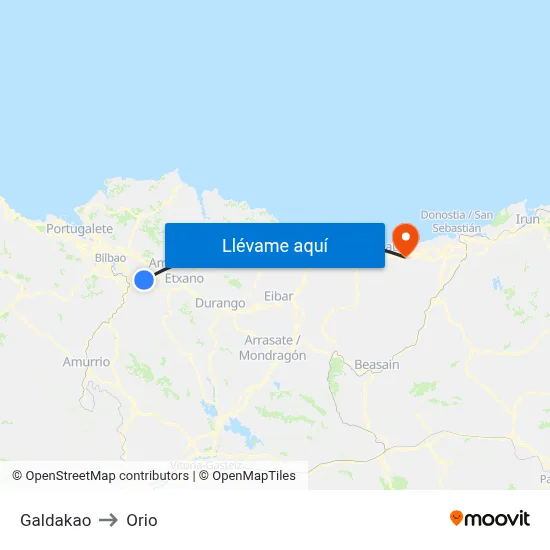 Galdakao to Orio map