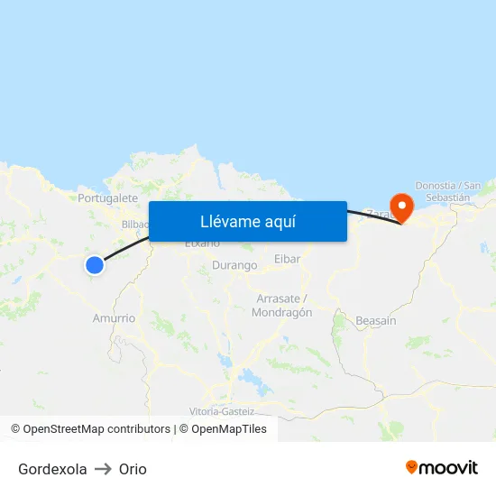 Gordexola to Orio map