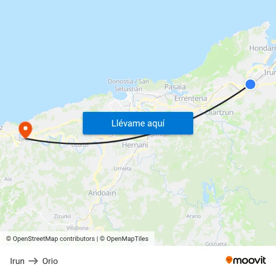 Irun to Orio map