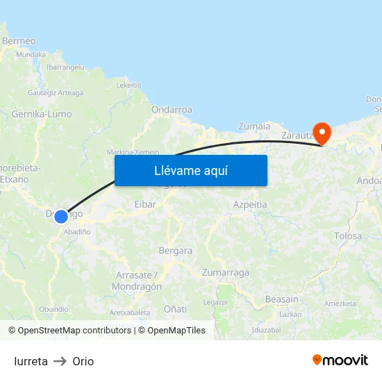 Iurreta to Orio map