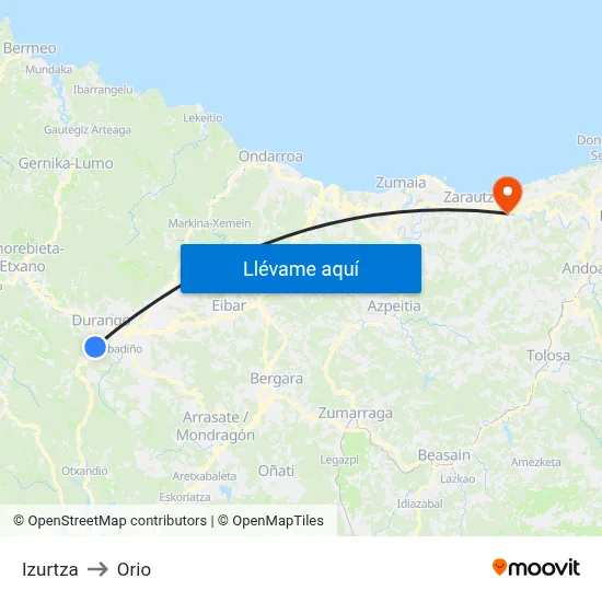 Izurtza to Orio map