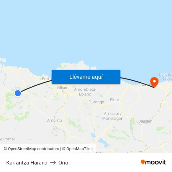 Karrantza Harana to Orio map