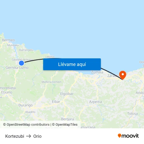 Kortezubi to Orio map