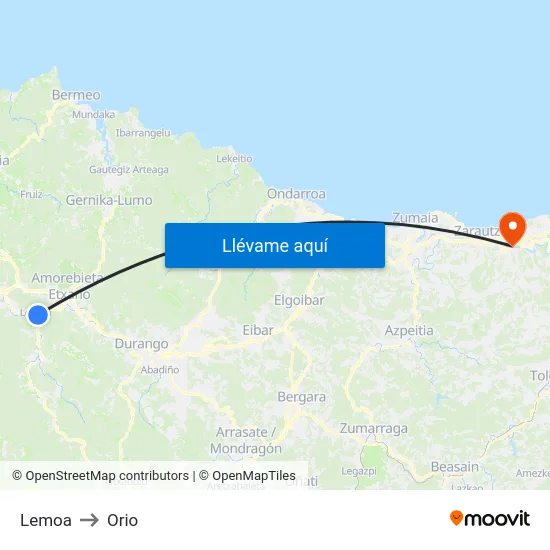 Lemoa to Orio map