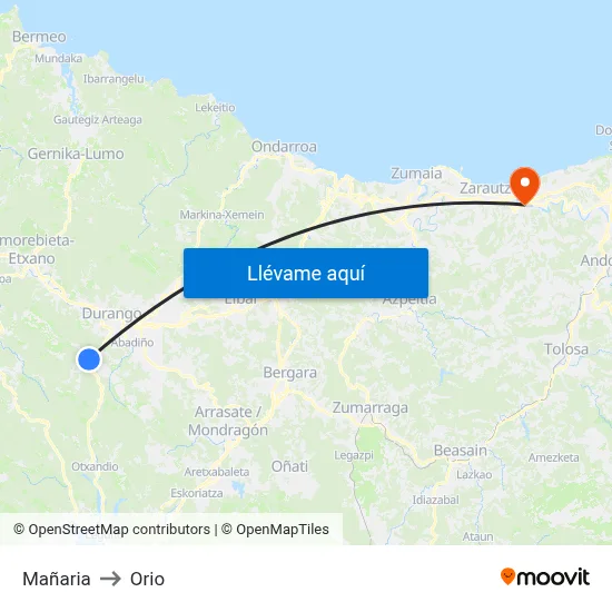 Mañaria to Orio map