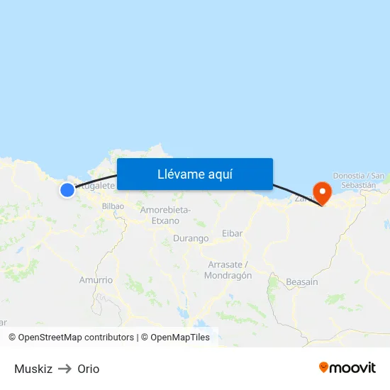 Muskiz to Orio map