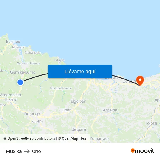 Muxika to Orio map