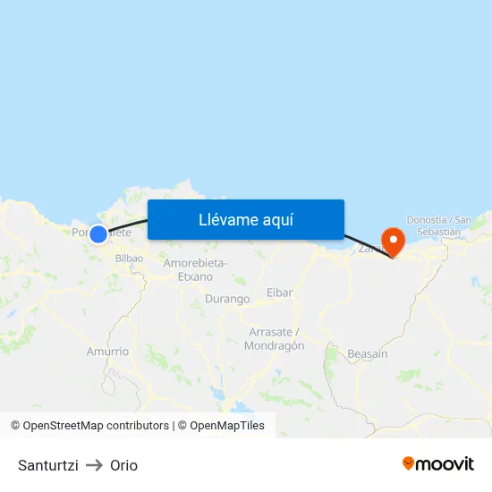 Santurtzi to Orio map